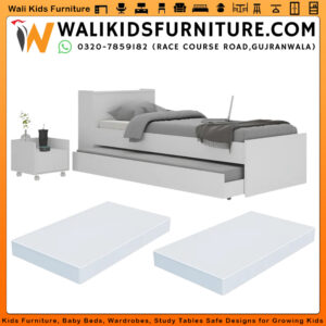 Complete Kids Bedroom Set – Bunk Bed with Mattress & Storage Chest/Nightstand | Wali Kids Furniture Pakistan