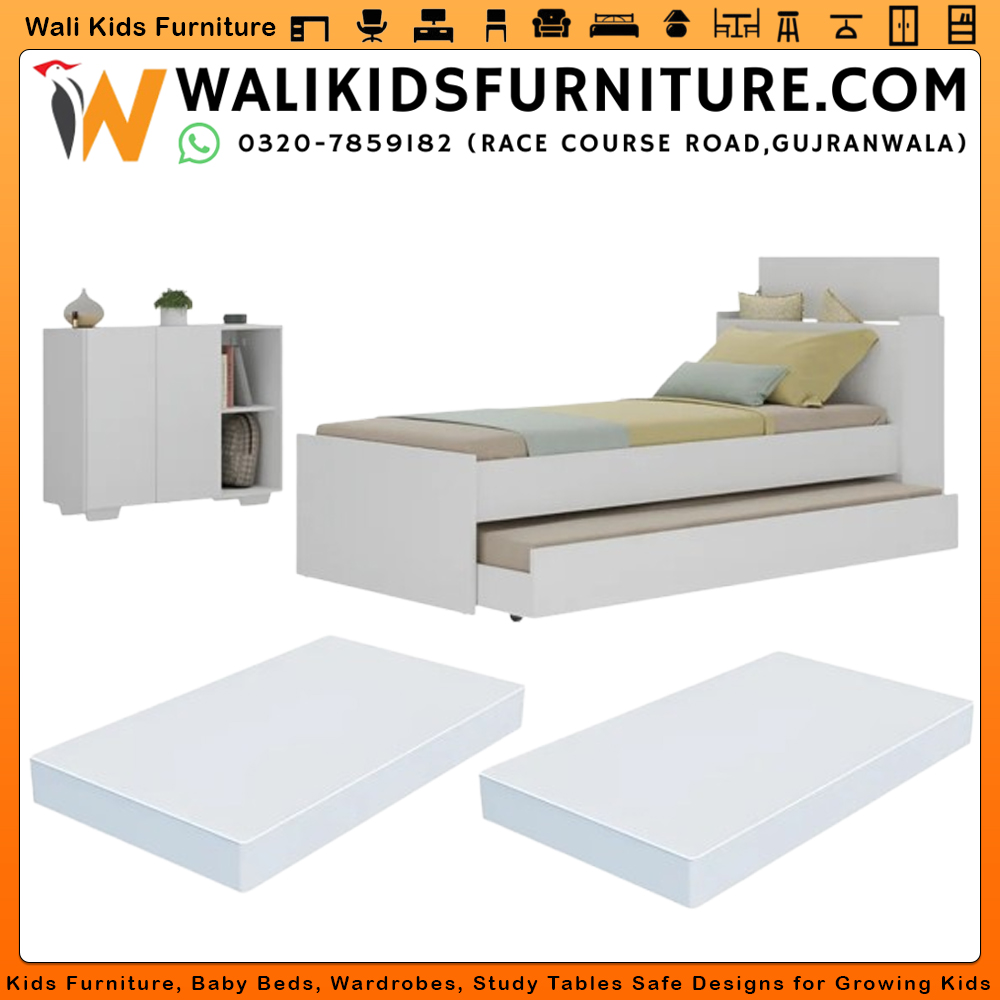 Complete Kids Bedroom Set – Bunk Bed with Mattress & 2-Door Storage Chest / Countertop - Gujranwala Pakistan