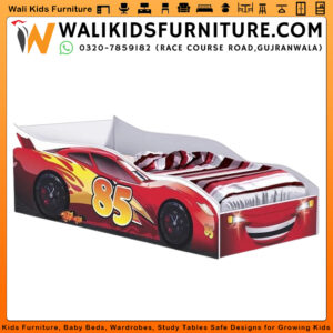 Premium Kids Car Shaped Bedroom Bed with Mattress – Fun Racing Design for Children in Gujranwala Pakistan