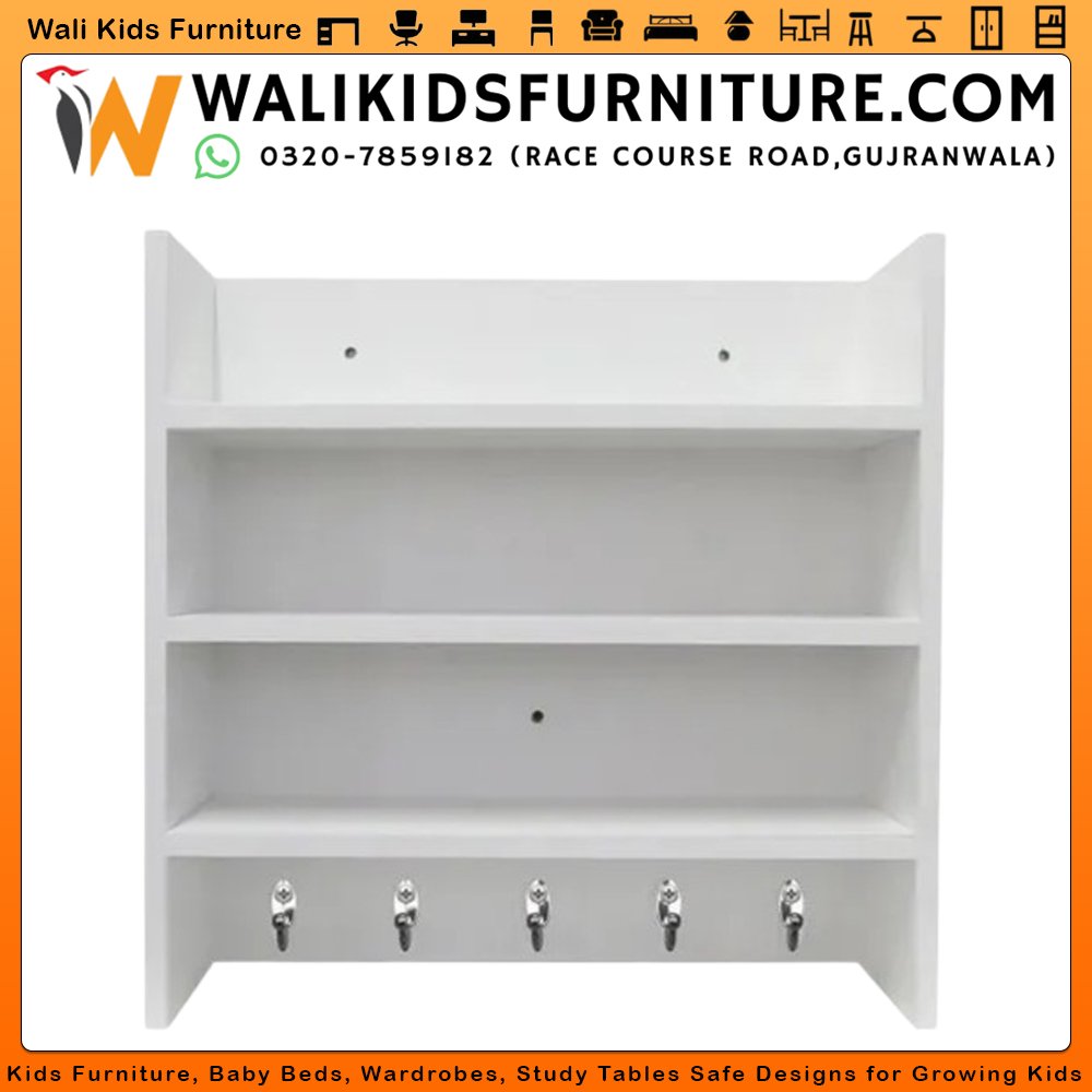 MDF Kitchen Spice Rack with Hooks & Shelves – Wall-Mounted Niche Organizer for Kitchen, Room & Office