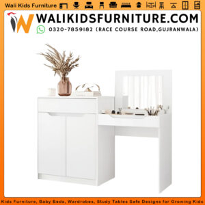 Modern Dressing Table Trend Vanity Desk with 2 Doors & 1 Drawer – Stylish Bedroom Furniture | Wali Kids Furniture Pakistan