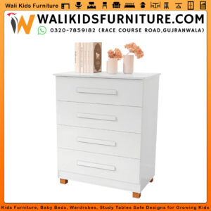 Swiss Style Kids Wardrobe with 4 Drawers – Decorative Colors | Modern Children’s Storage Cabinet