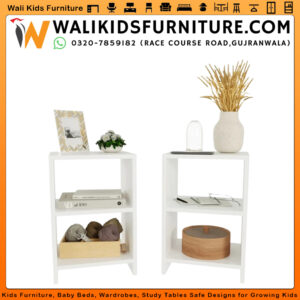 Eggers America White Bedside Table Set – Semi-Gloss White MDF Modern Nightstands for Bedroom Decoration