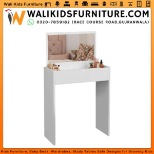 Elegant White Vanity Table with Mirror – Modern Makeup Desk for Bedroom | Wali Kids Furniture Gujranwala