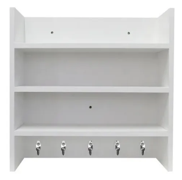 MDF Kitchen Spice Rack with Hooks & Shelves – Wall-Mounted Niche Organizer for Kitchen, Room & Office - Image 2