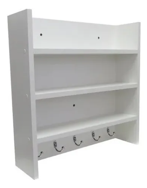 MDF Kitchen Spice Rack with Hooks & Shelves – Wall-Mounted Niche Organizer for Kitchen, Room & Office - Image 4