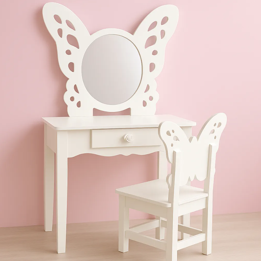 Butterfly Dressing Table with Chair & Frame – 3 Piece Modern Vanity Set | Wali Kids Furniture Gujranwala - Image 3