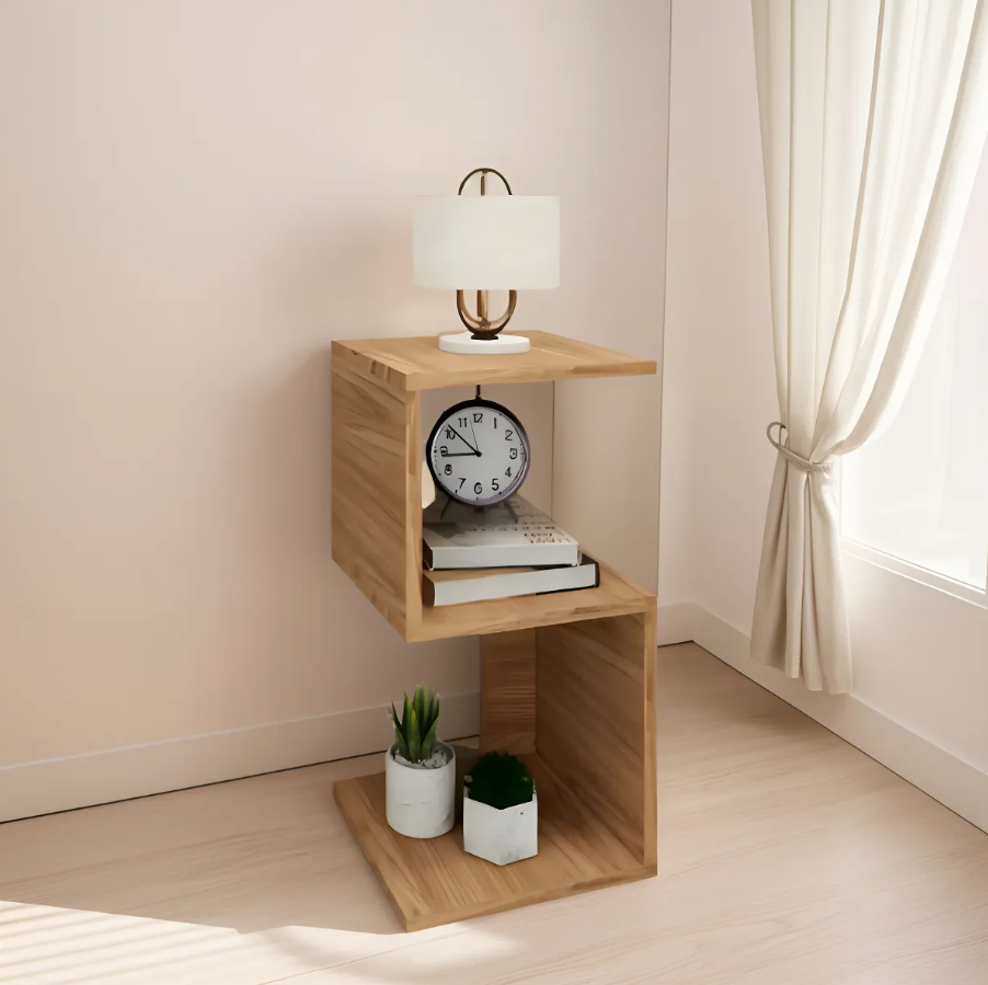 Modern MDF Bedside Table with Niche – Small Bedroom & Living Room Decorative Side Table - Image 2