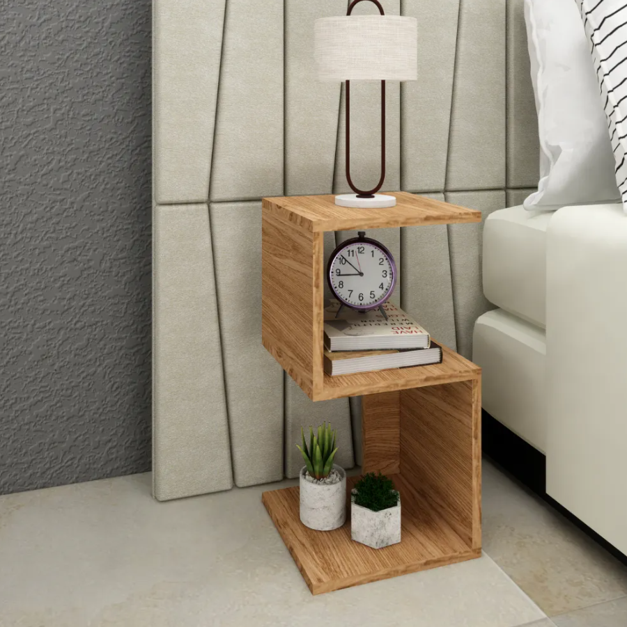 Modern MDF Bedside Table with Niche – Small Bedroom & Living Room Decorative Side Table - Image 3