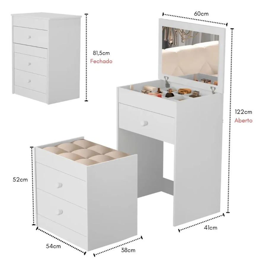 JLB Traditional 4-in-1 Furniture Set – Dressing Table, Chest of Drawers, Stool & Desk | Wali Kids Furniture Pakistan - Image 4