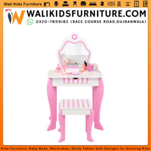 HONEY JOY Kids Vanity for Toddlers | Makeup Table with Mirror & Stool | Lamination Plywood