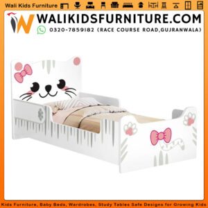 Single Kitten Crib Bed with Mattress & Large Side Protection | Lamination Plywood Baby Crib Bed in Gujranwala