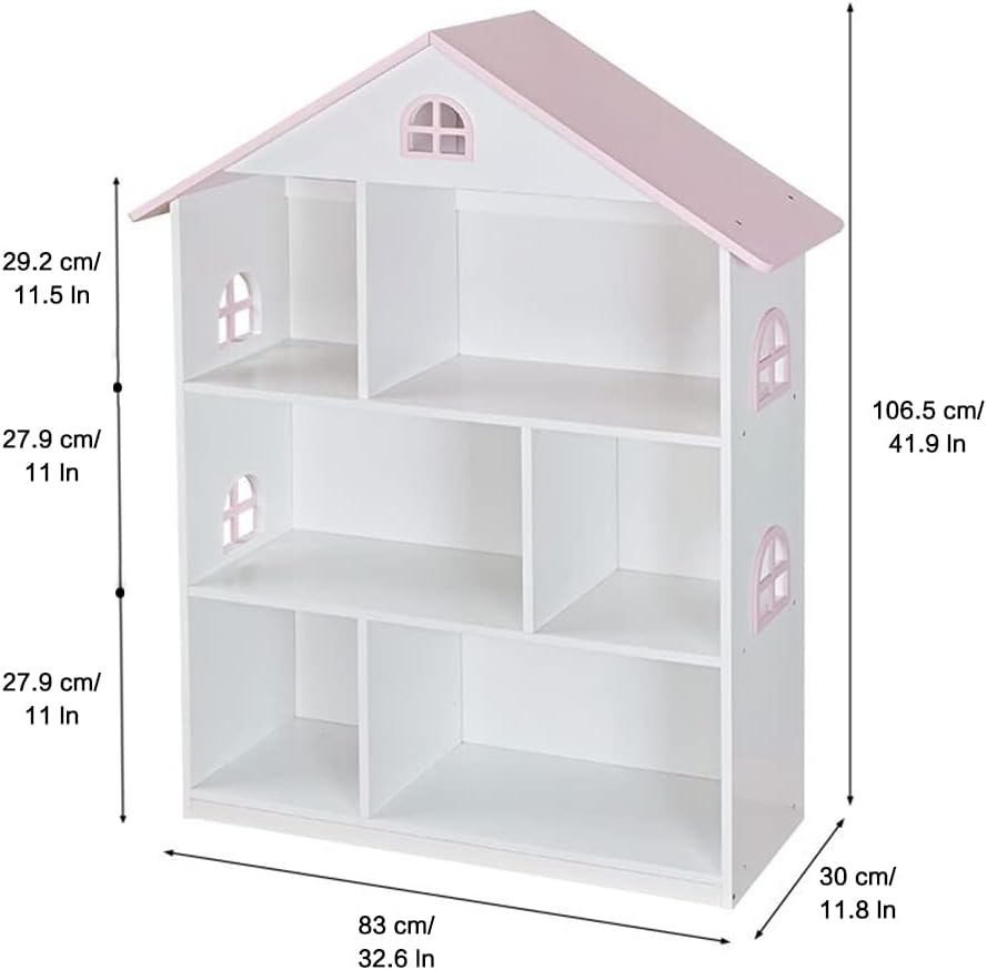 Kids Toys & Bookcase Storage Organizer Shelves Dollhouse | Lamination Plywood - Image 3