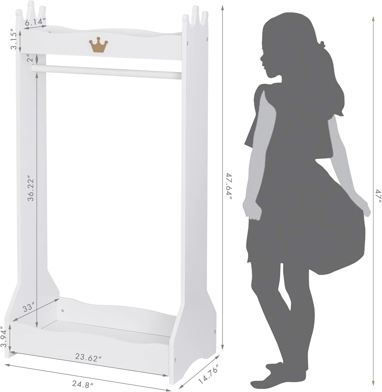 Kids Dress Up Storage & Open Hanging Armoire Closet with Rack for Toddlers (3+ Years) | Lamination Plywood - Image 5