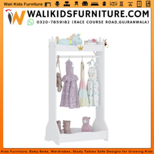 Kids Dress Up Storage & Open Hanging Armoire Closet with Rack for Toddlers (3+ Years) | Lamination Plywood