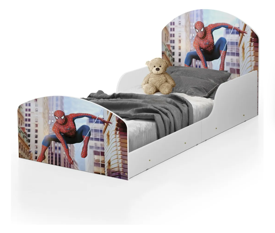 Kids Single Bed Spider-Man Character Sticker | Lamination Plywood Kids Bed in Gujranwala - Image 2