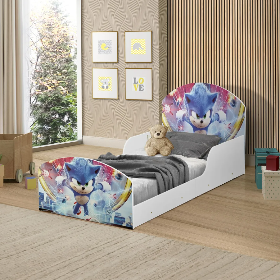 Single Kids Bed Sonic Character Sticker | Lamination Plywood Kids Bed in Gujranwala - Image 7