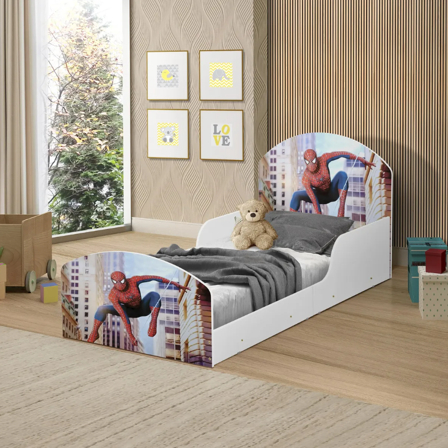 Kids Single Bed Spider-Man Character Sticker | Lamination Plywood Kids Bed in Gujranwala - Image 7