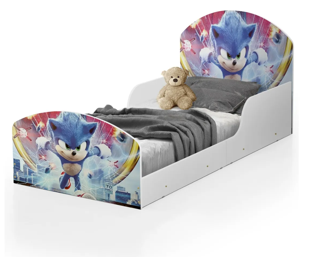 Single Kids Bed Sonic Character Sticker | Lamination Plywood Kids Bed in Gujranwala - Image 2