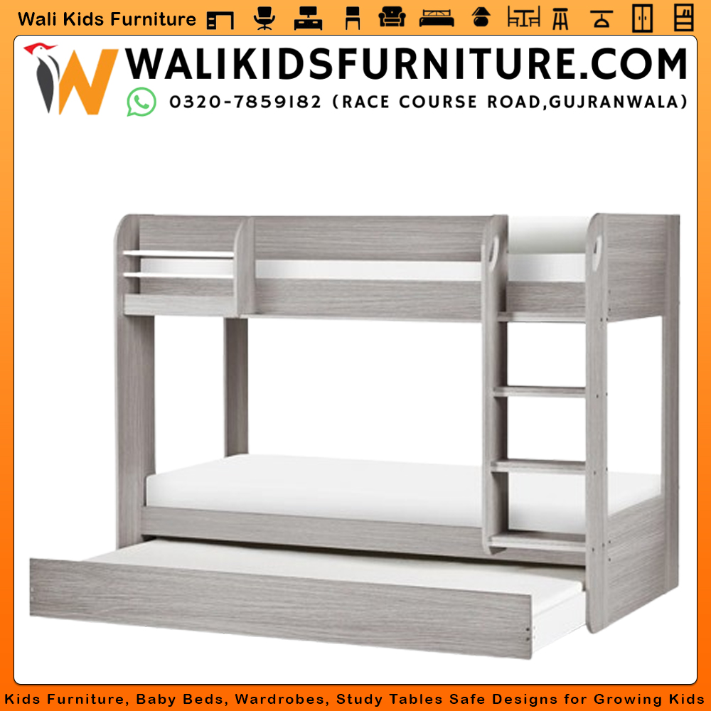 High Quality 3 Mattress Standard Bunk Bed for Kids in Gujranwala | Lamination Plywood