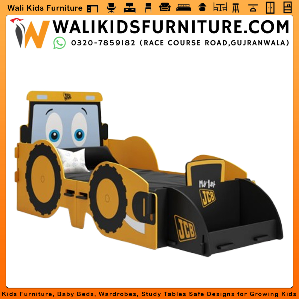 Kids Single Bed Crane Design for Toddler Boys & Girls | Lamination Plywood | Gujranwala Furniture