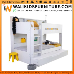 3 in 1 Bunker Bed for Kids Room | Space-Saving Kids Bunk Bed with Storage | Lamination Plywood