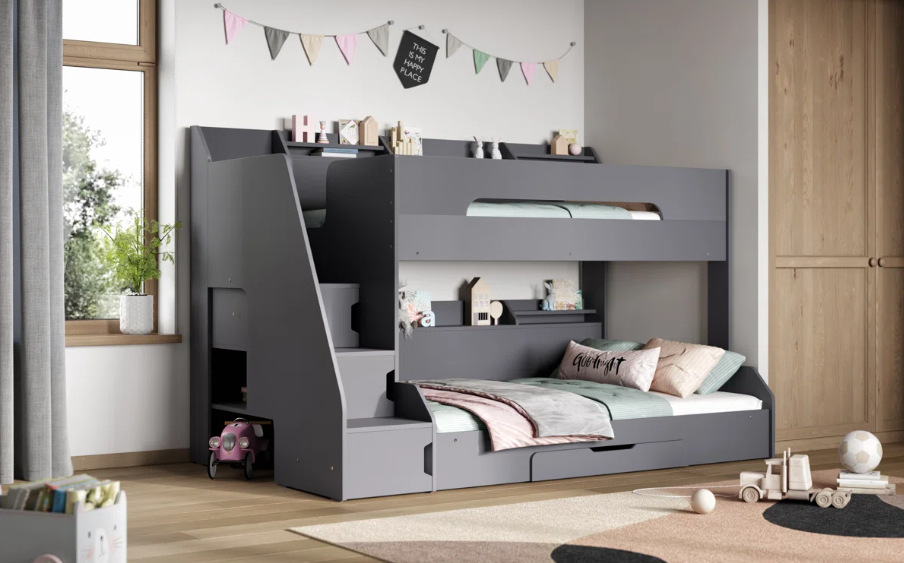 Foreston Drawer Double Sleeper Bunk Bed for Kids with Bookcase | Space-Saving Bunk Bed | Lamination Plywood - Image 2