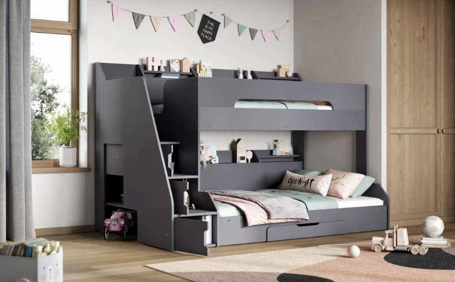 Foreston Drawer Double Sleeper Bunk Bed for Kids with Bookcase | Space-Saving Bunk Bed | Lamination Plywood - Image 3