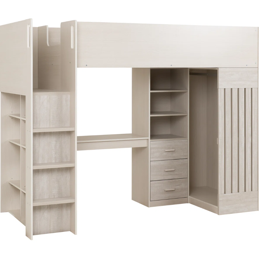 Hyman Single High Sleeper Bed with Desk, Storage & Hanging Rail for Kids in Gujranwala | Lamination Plywood - Image 2