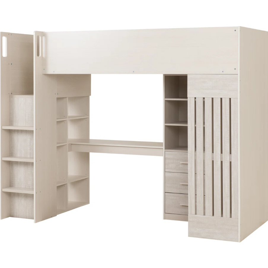 Hyman Single High Sleeper Bed with Desk, Storage & Hanging Rail for Kids in Gujranwala | Lamination Plywood - Image 3
