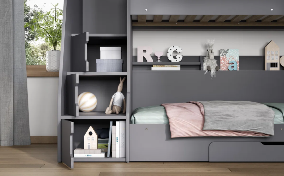 Foreston Drawer Double Sleeper Bunk Bed for Kids with Bookcase | Space-Saving Bunk Bed | Lamination Plywood - Image 8