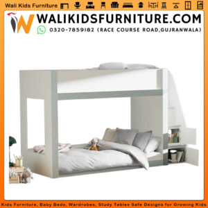 Double Bunk Bed for Children with Storage – Laminated Plywood Kids Furniture | Wali Kids Furniture Gujranwala