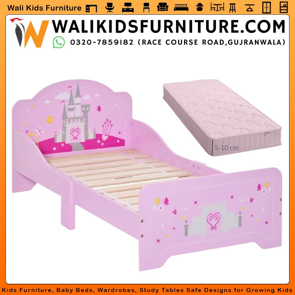 High-Quality Single Kids Bed with Mattress in Gujranwala – Lamination Plywood