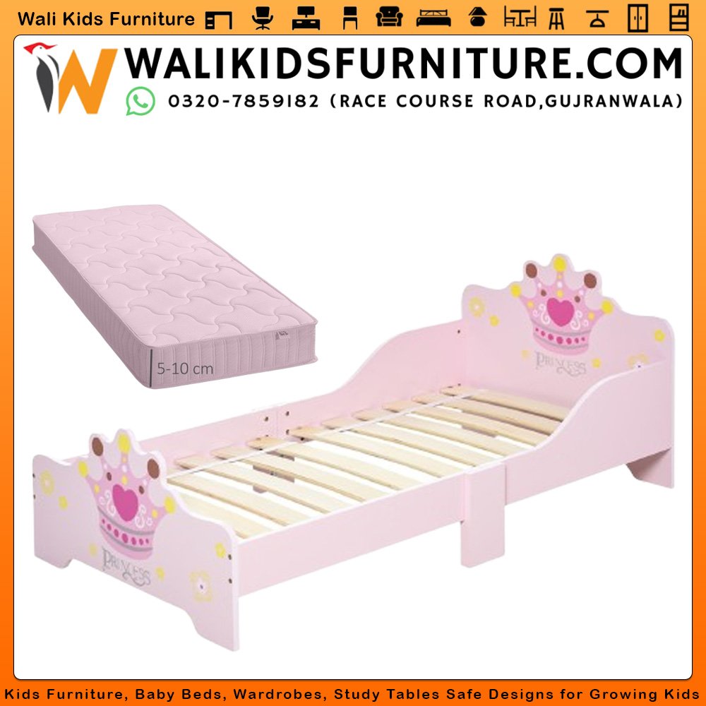 Single Girl Baby Bed with Mattress in Gujranwala – Toddler Bed, Lamination Plywood