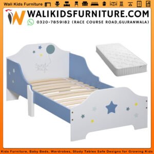 Single Kids Bed with Mattress in Gujranwala – Toddler Bed for Boys and Girls, Lamination Plywood