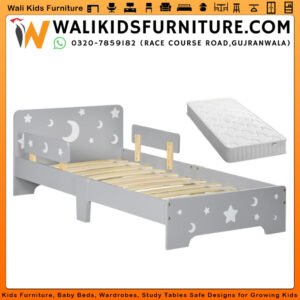 Classic Design Single Kids Bed with Mattress in Gujranwala – Toddler Bed for Boys and Girls, Lamination Plywood