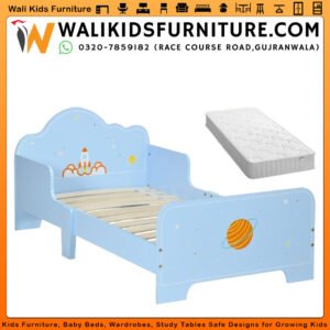 Beautiful Single Kids Bed with Mattress in Gujranwala – Toddler Bed for Boys and Girls, Lamination Plywood