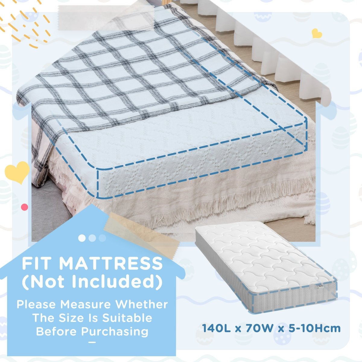 Classic Design Single Kids Bed with Mattress in Gujranwala – Toddler Bed for Boys and Girls, Lamination Plywood - Image 4