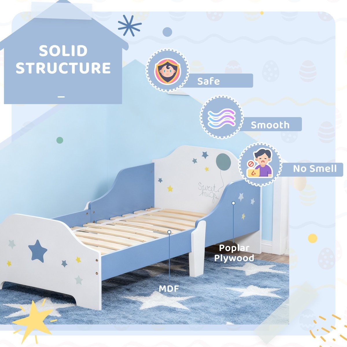 Single Kids Bed with Mattress in Gujranwala – Toddler Bed for Boys and Girls, Lamination Plywood - Image 3