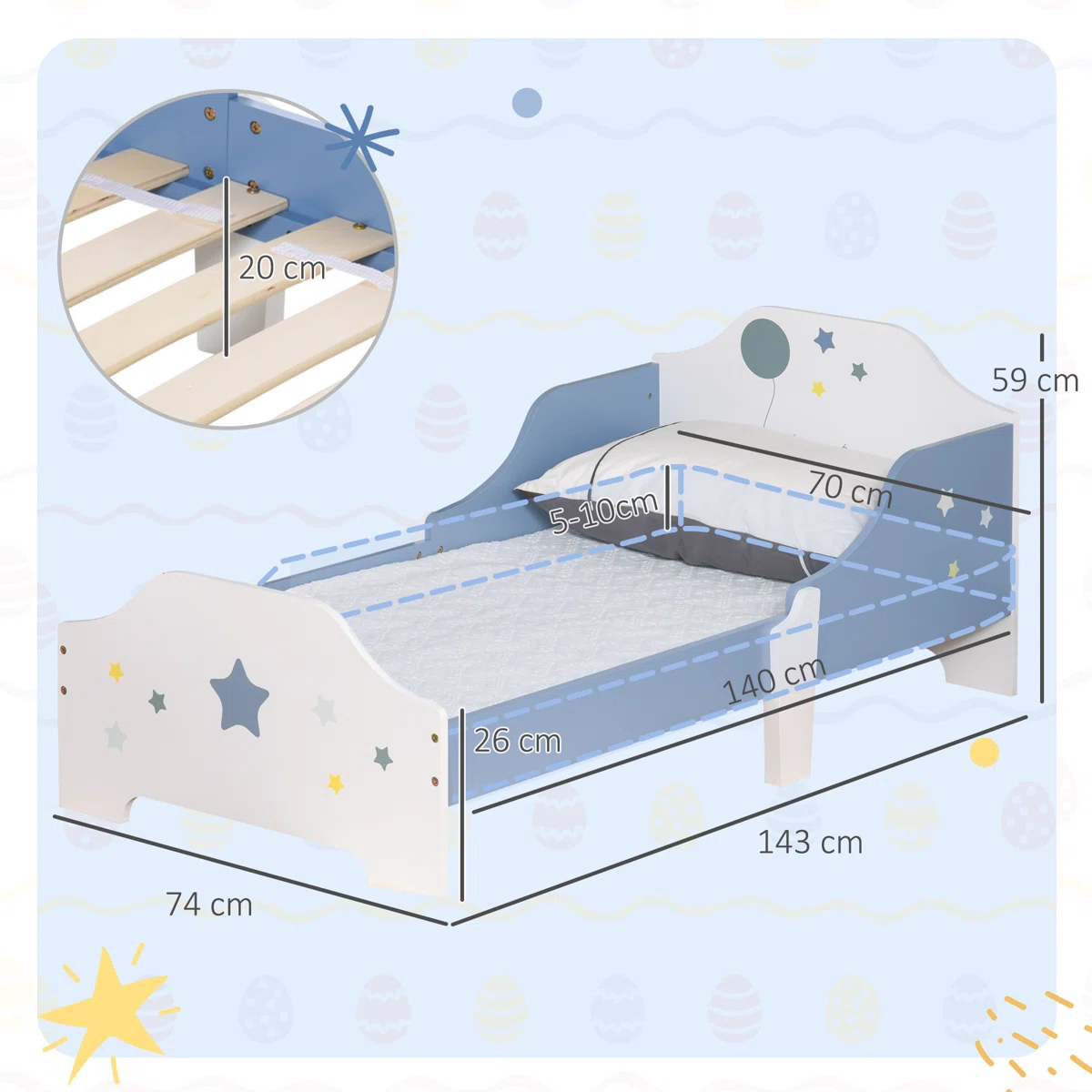 Single Kids Bed with Mattress in Gujranwala – Toddler Bed for Boys and Girls, Lamination Plywood - Image 2