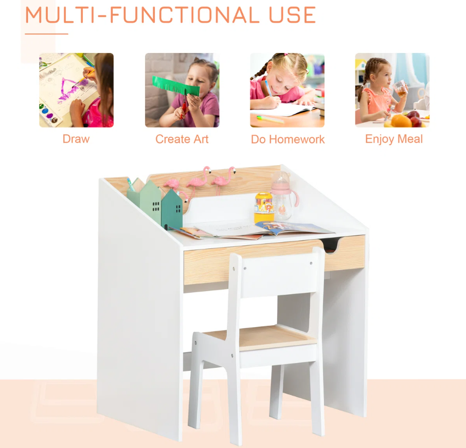 Simple Kids Study Table And Chair in Gujranwala – Writing Desk Set, Lamination Plywood - Image 7