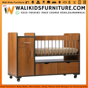 Unique Design Baby Cot in Gujranwala – Swing, Storage & Wheels Comfort Bed