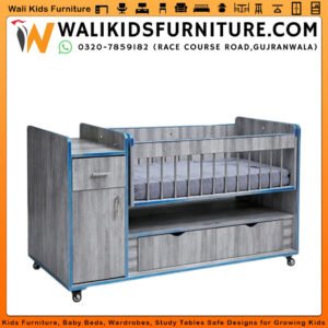 Baby Cot in Gujranwala | Swing Bed with Storage, Wheels & Safety Rails