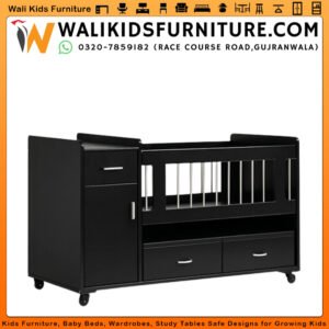 4 in 1 Baby Cot in Gujranwala – Modern Crib with Storage Drawers Design