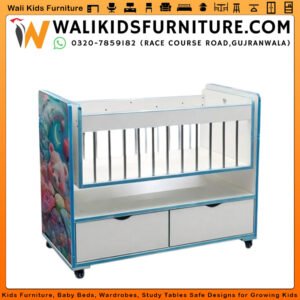 Unique Design Baby Cot & Baby Cradle in Gujranwala – Swing Bed with Storage Drawers