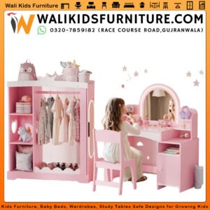 Kids Vanity & Armoire Set Combination in Gujranwala | Mirror Jewelry Storage Design