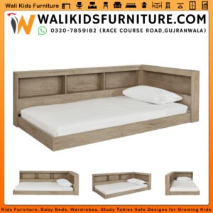 Teddy Kids Bed with Bookcase in Gujranwala, Smart Storage & Cozy Design