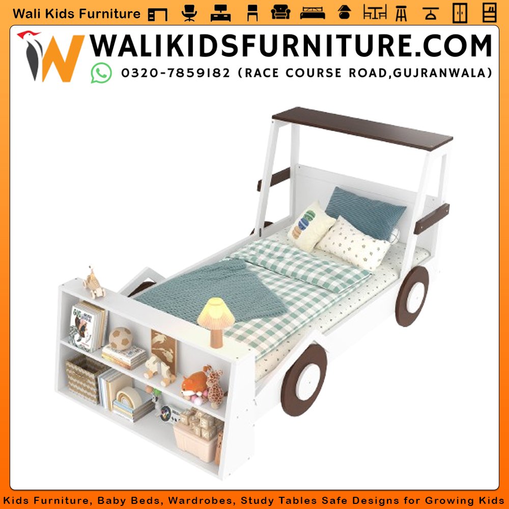 Kids Car Bed with Storage in Gujranwala, Fun Design & Smart Shelving