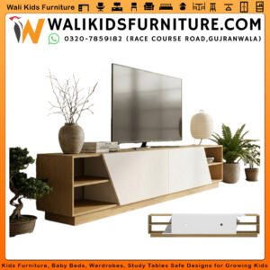 TV Rack in Gujranwala with Geometric Doors - Modern Storage & Display