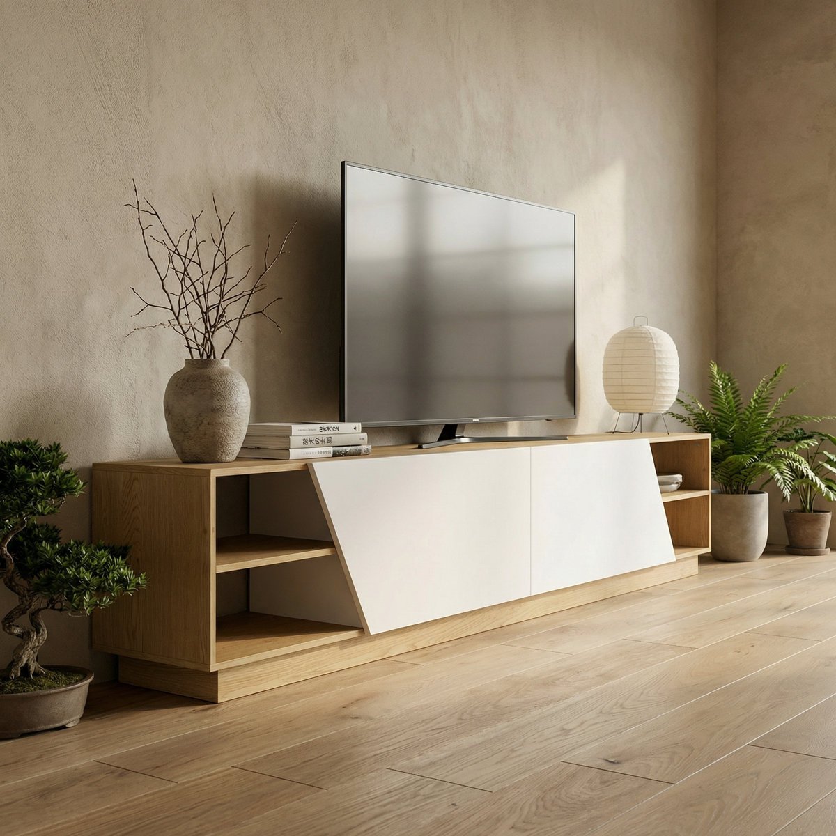 TV Rack in Gujranwala with Geometric Doors - Modern Storage & Display - Image 4